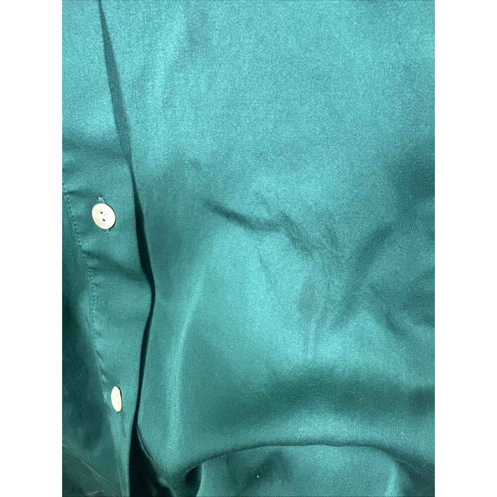 J.Jill Shirt Dress M Green Tencel Modal Button Front Collared 3/4 Sleeve Shift - Picture 3 of 7